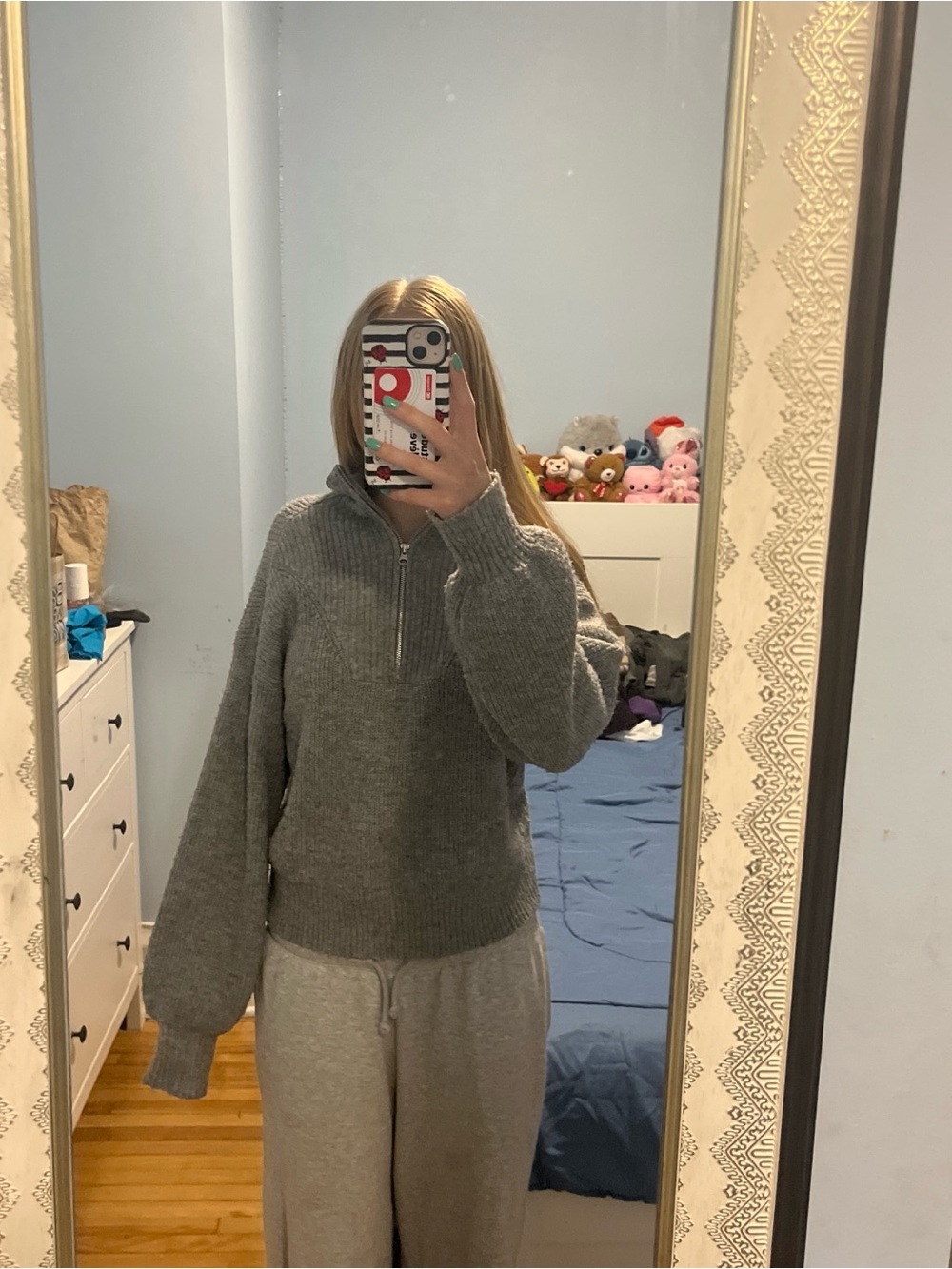 Ambiance Gray Half-Zip Knit Sweatshirt
